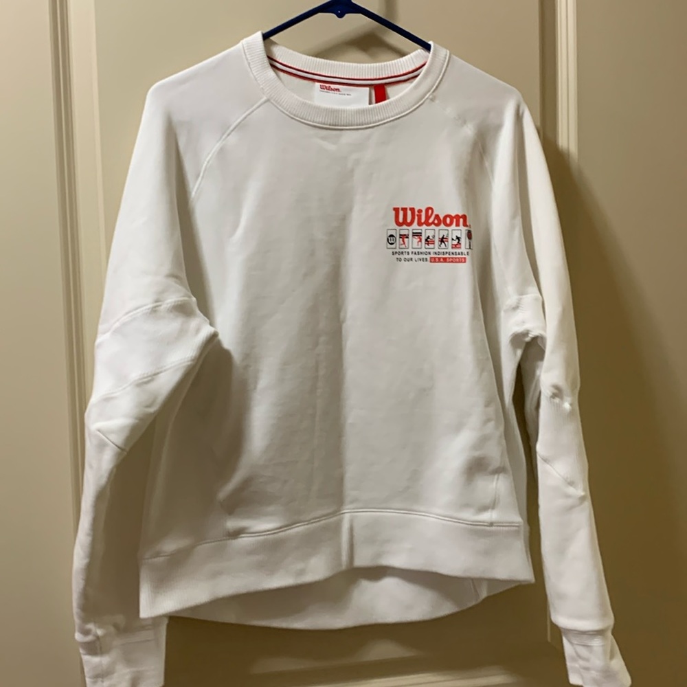 WILSON Millennium Crewneck Logo Bright White Sweatshirt - Medium